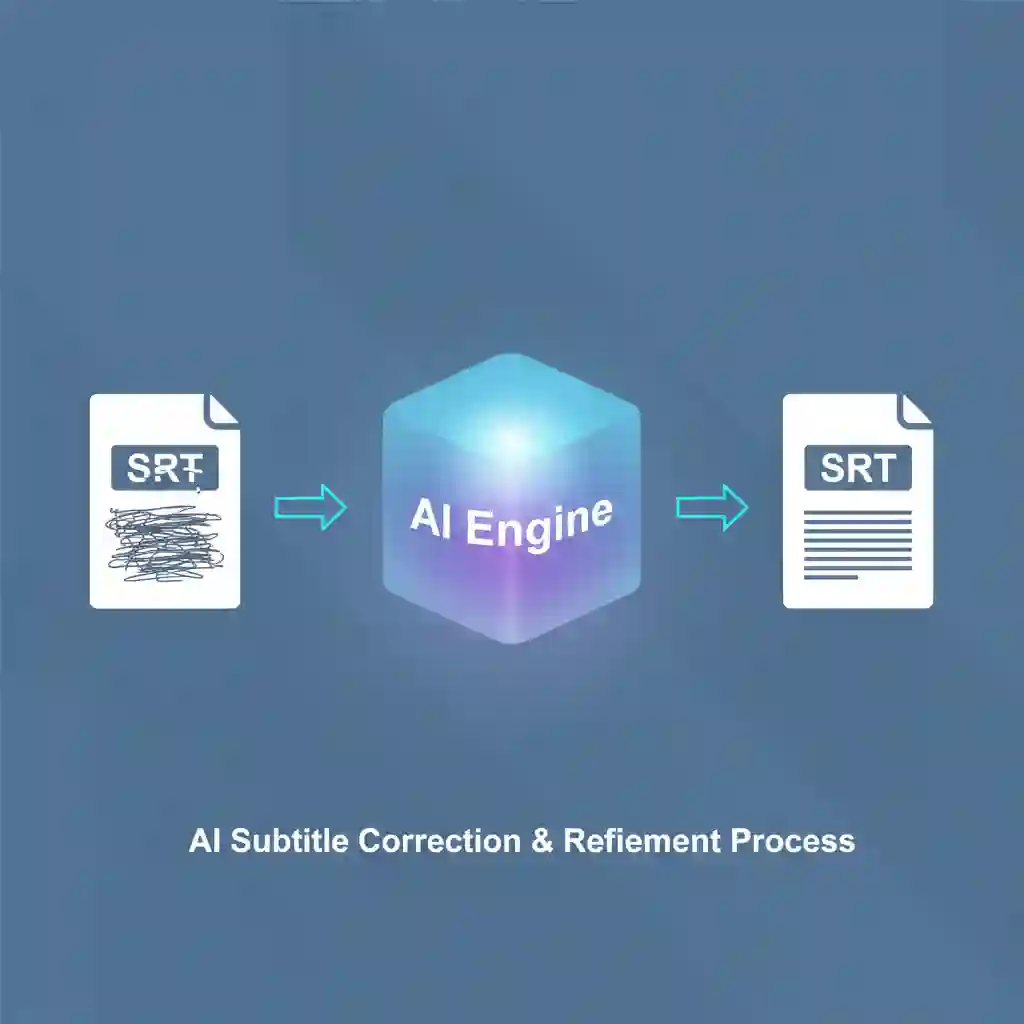 A side-by-side comparison showing an error-filled auto-transcript versus a perfect AI-corrected version, showcasing the power of AI tools in solving how to get english subtitles on youtube with high accuracy.