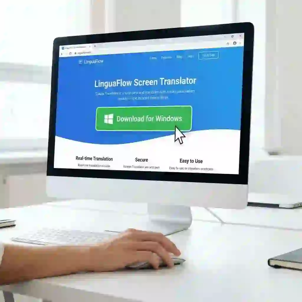 A step-by-step guide showing the download and installation process of a live screen translator pc from an official website or Microsoft Store to ensure a safe and malware-free setup for your gaming rig.