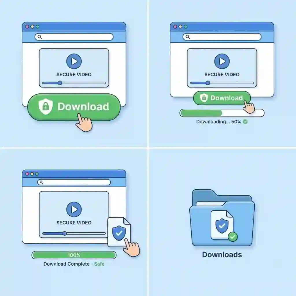Visual showing an unreliable YouTube download plugin interface next to a secure dashboard, highlighting the risks users face when looking for tools to save content or translate page in mozilla